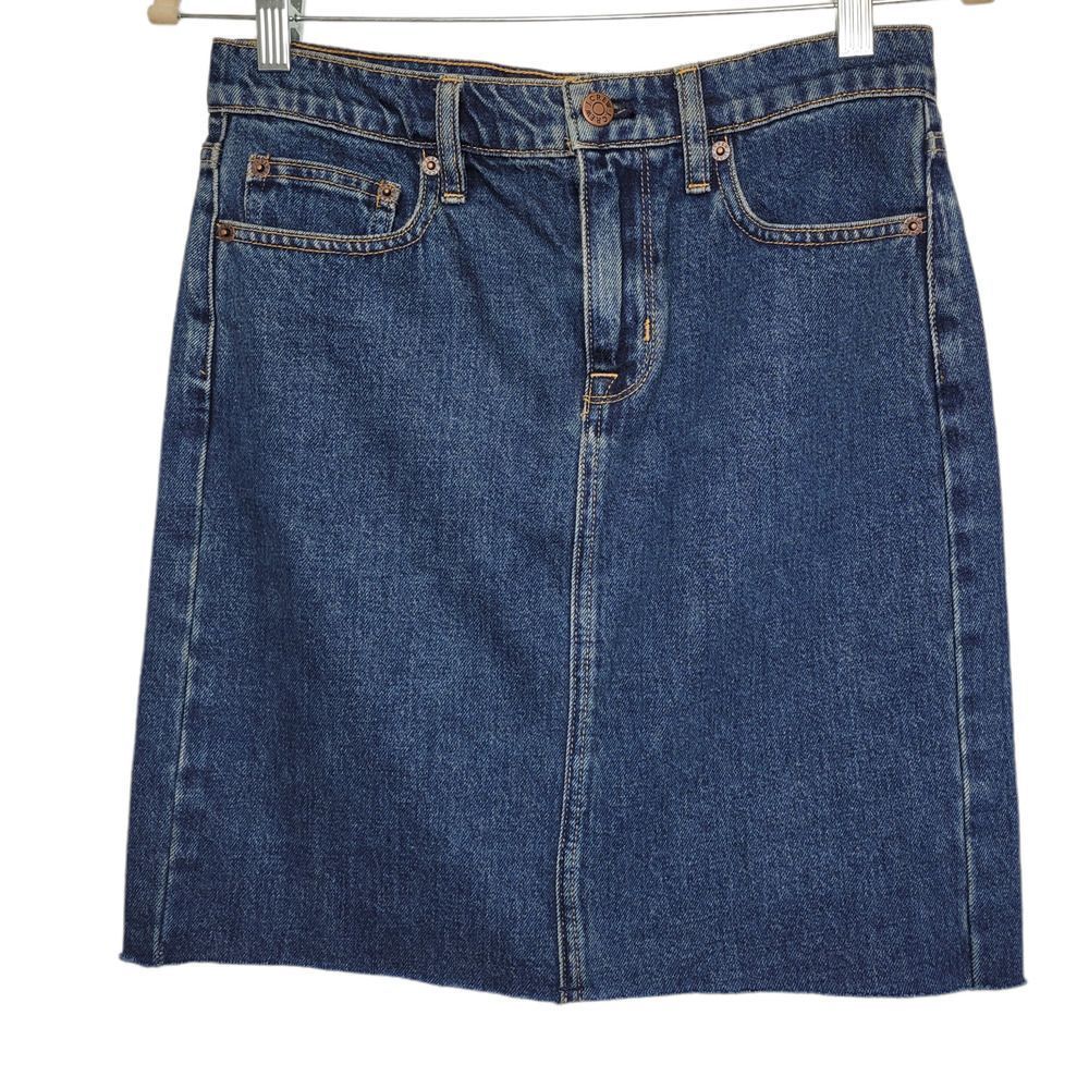 J.Crew Factory Denim Raw Hem Mini Skirt 0 - Picture 2 of 7